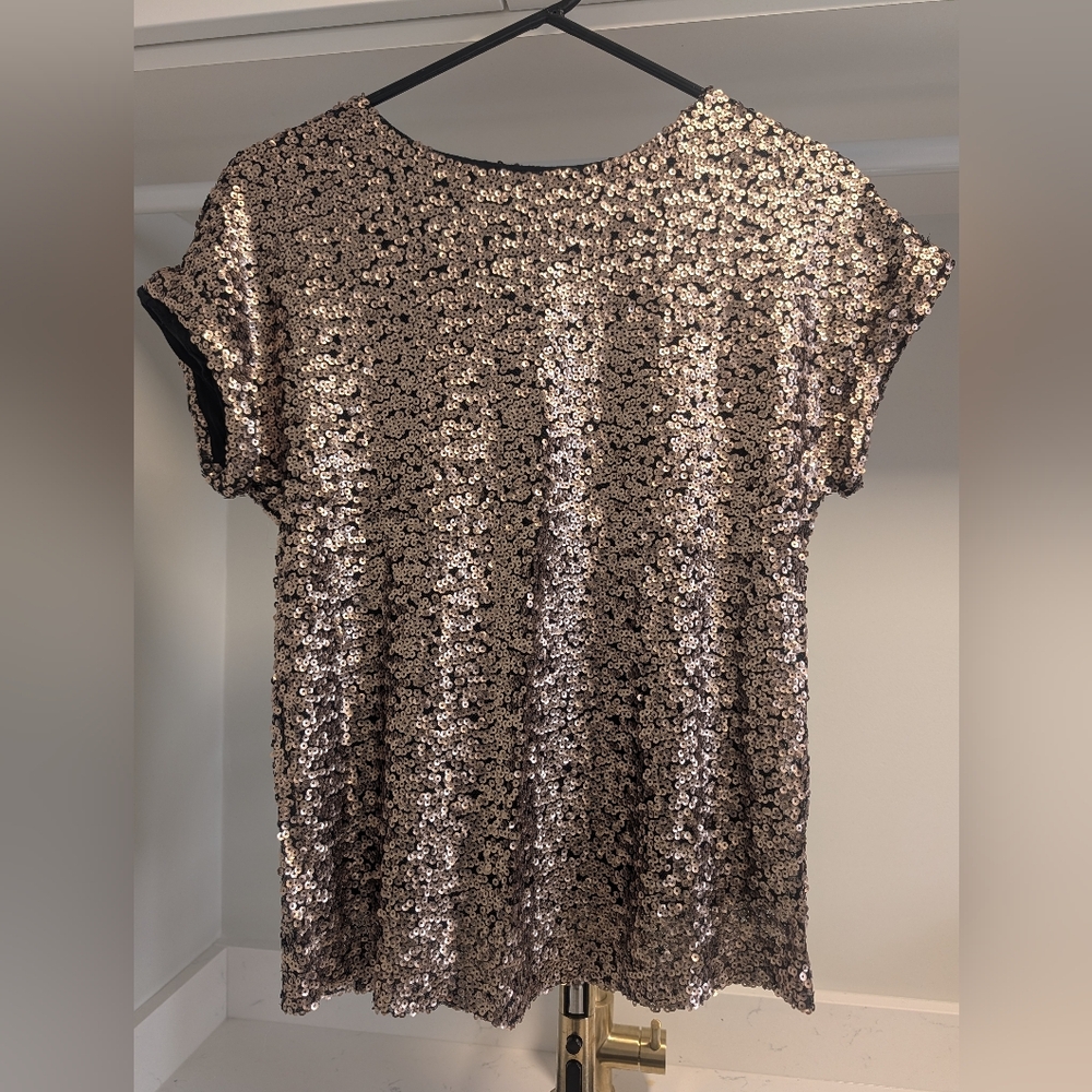 British Brand Coast - Sequin Short Sleeve Tee - Gold